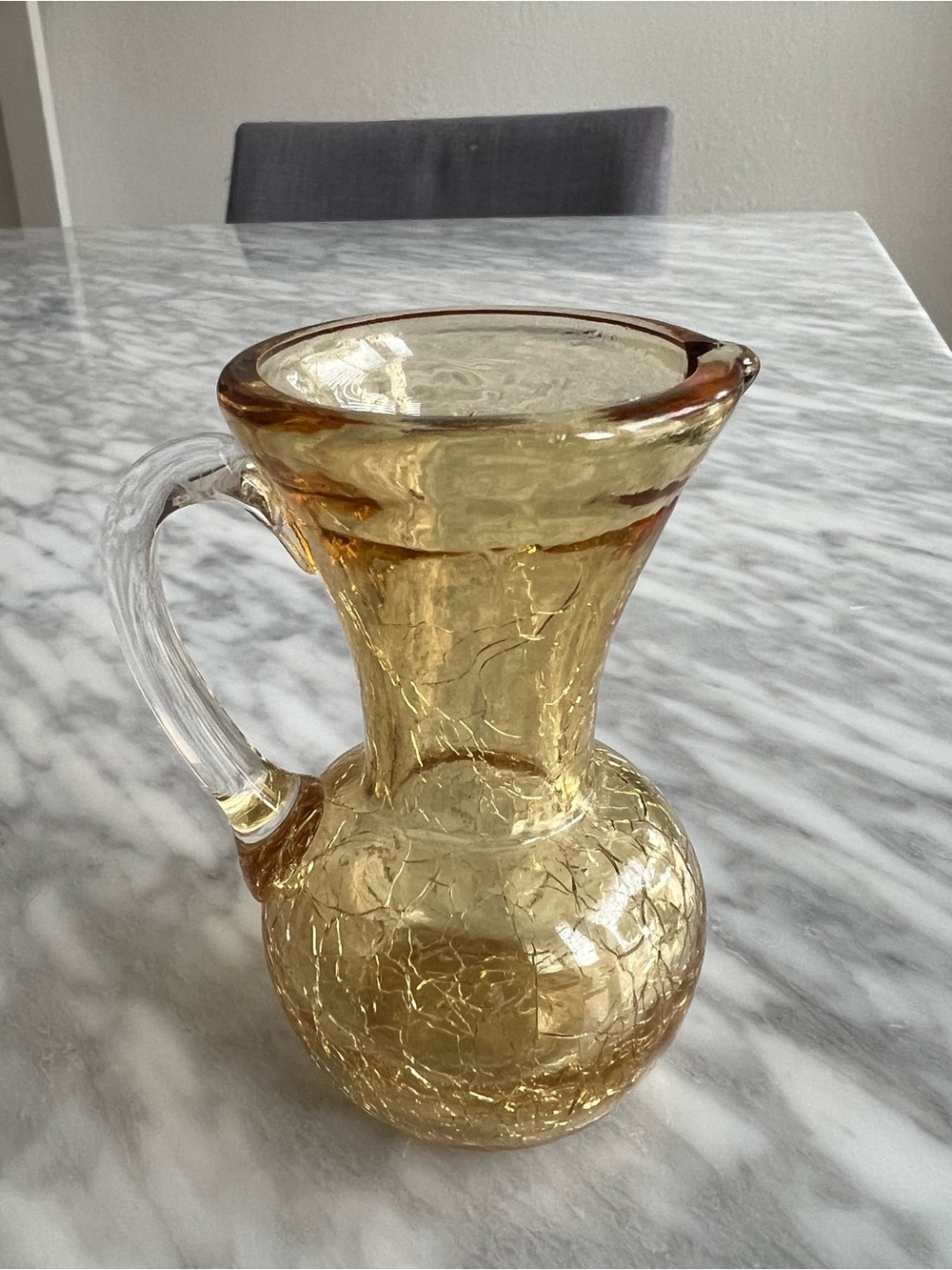 Amber Crackle Glass Creamer